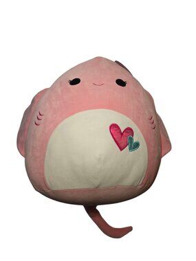 Squishmallows Saxa Stingray 16 Inch Pink Valentines Plush NWT Heart Embroidery